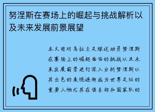 努涅斯在赛场上的崛起与挑战解析以及未来发展前景展望